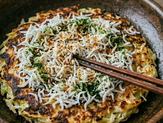 しらすとキャベツのフワフワ和風おじゃこ焼き