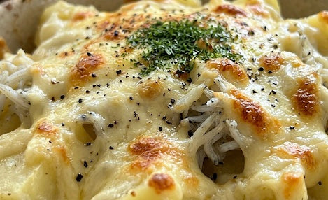 【おつまみレシピ⑲】ハイボールが止まらん！しらすとポテトの背徳チーズ焼き
